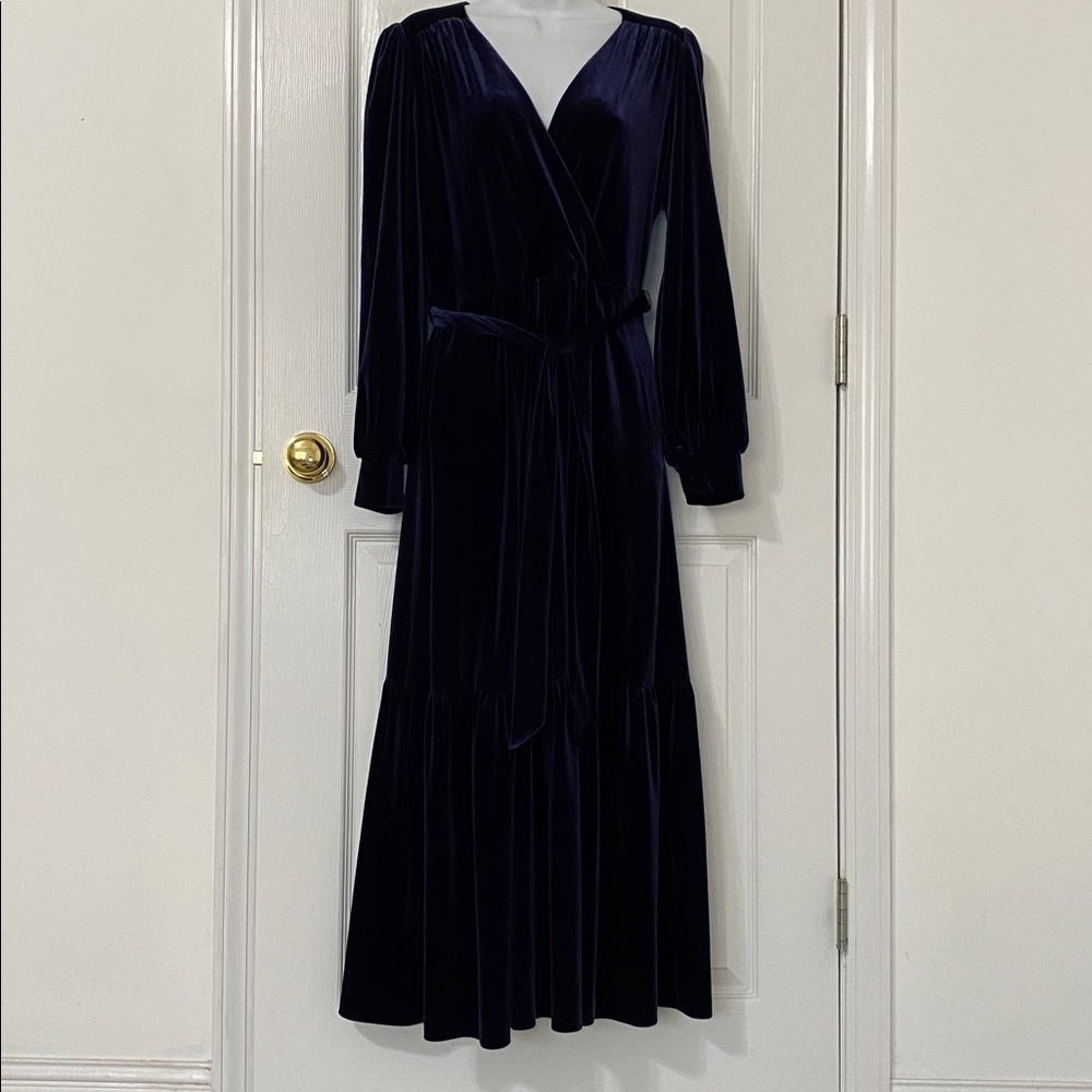 Boden Navy Velvet Long Sleeve Ophelia  Dress